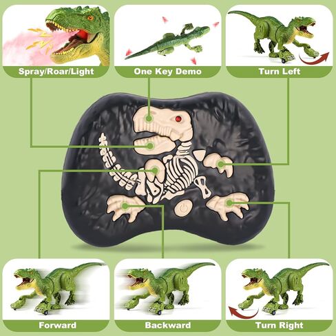 Remote Control Tyrannosaurus Rex Dinosaur Toys for Kids 3-5, 5-7, 8-12, RC T Rex Dino Robot Toy with Spray, Roar & Light, Birthday for 3 4 5 6 7 8 9 10 11 12 Year Old Boys (Brown) in Saudi Arabia