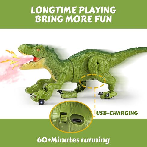 Remote Control Tyrannosaurus Rex Dinosaur Toys for Kids 3-5, 5-7, 8-12, RC T Rex Dino Robot Toy with Spray, Roar & Light, Birthday for 3 4 5 6 7 8 9 10 11 12 Year Old Boys (Brown) in Saudi Arabia