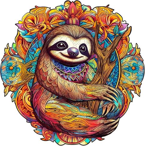 Wooden Jigsaw Puzzle, Sloth Puzzles for Adults, 100pcs 7.8 * 7.7in. Eco-Friendly Unique Animal Shape Sloth Puzzle, Toy Gift for Adults and Kids in Saudi Arabia