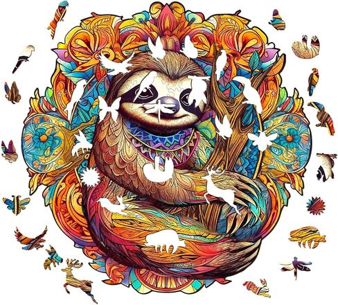 Wooden Jigsaw Puzzle, Sloth Puzzles for Adults, 100pcs 7.8 * 7.7in. Eco-Friendly Unique Animal Shape Sloth Puzzle, Toy Gift for Adults and Kids in Saudi Arabia