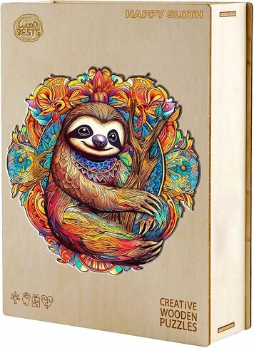 Wooden Jigsaw Puzzle, Sloth Puzzles for Adults, 100pcs 7.8 * 7.7in. Eco-Friendly Unique Animal Shape Sloth Puzzle, Toy Gift for Adults and Kids in Saudi Arabia