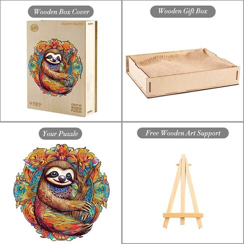 Wooden Jigsaw Puzzle, Sloth Puzzles for Adults, 100pcs 7.8 * 7.7in. Eco-Friendly Unique Animal Shape Sloth Puzzle, Toy Gift for Adults and Kids in Saudi Arabia