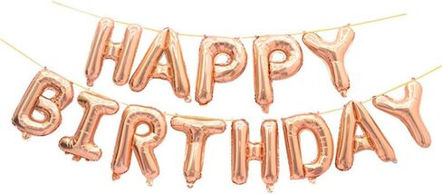 GOER Light Pink Happy Birthday Balloons,16 Inch Foil Letter Balloons Banner for Birthday Party Decorations in Kuwait