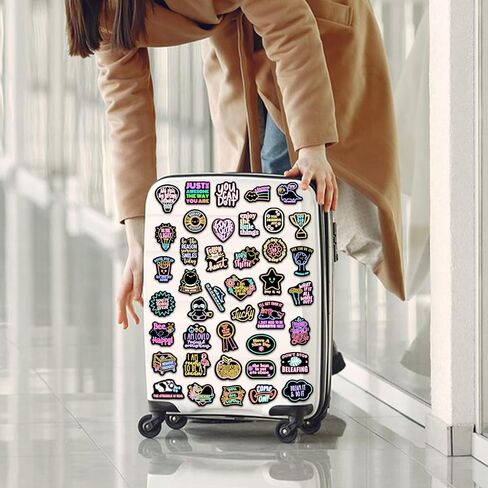 50 Pcs Glow in The Dark Neon Inspirational Quotes Kids Stickers for Water Bottle, Cute Waterproof Vinyl Positive Motivational Phrases Laptop Decals, Boys Girls Skateboard Phone Case Decorations in Kuwait