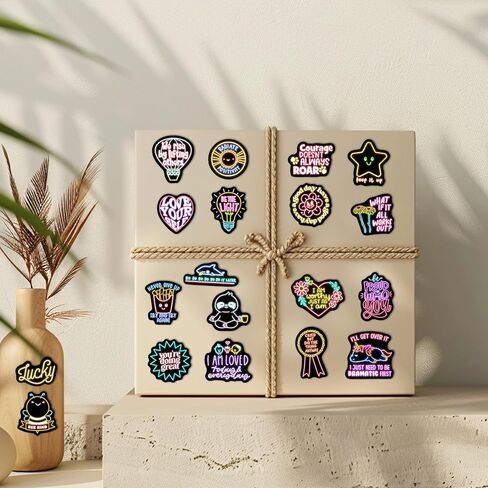 50 Pcs Glow in The Dark Neon Inspirational Quotes Kids Stickers for Water Bottle, Cute Waterproof Vinyl Positive Motivational Phrases Laptop Decals, Boys Girls Skateboard Phone Case Decorations in Kuwait