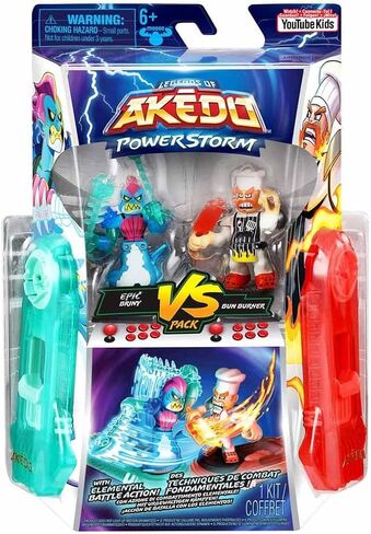 Legends of Akedo Powerstorm Versus Pack 2 Mini Battling Action Figures and 2 Battle Controllers Epic Briny Versus Bun Burner, Multicolor (15170) in Saudi Arabia