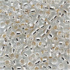 6/0 4mm Glass Seed Beads, Black, Pink Ceylon, Silver Lined Crystal Clear Transparent, Uniform in Size, DIY Craft Jewelry (Clear Silver Lined - Pack of 1000)