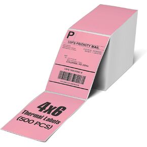 Package Mint Green Fanfold 4x6 Thermal Labels - 4x6 Inches Waterproof Shipping Thermal Printer Labels - Perforated Postage Thermal Printable Labels for Rollo, 4x6 Labels Munbyn Printers (500 Sheets)