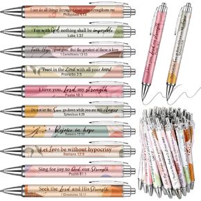 Ctosree 100 Count Boho Christian Pens Bulk Bible Verse Ballpoint Pens Retractable Black Ink Pens Inspirational Quotes Scripture Easter Gift Pens for Women Colleague Coworker, Medium Point