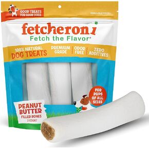 Variety Pack Stuffed Dog Bones (Flavors: Bacon & Cheese, Peanut Butter, and Beef) - 3-4 Inch Long Dog Treats - Natural Stuffed Dental Dog Bone Treats for Dogs - 5 Pack