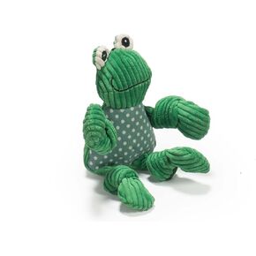 HuggleHounds Knotties Plush Dog Toy- Squeaky Interactive Puppy Toys- Soft Yet Tough, Reinforced, Durable Stuffed Pet plush Toy for All Breeds and Ages- for Small and Medium Dogs- Small Frog.