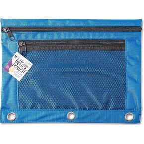 Charles Leonard Pencil Pouch for Binder with 2 Pockets, Front Mesh Pocket, Assorted Colors,Green
