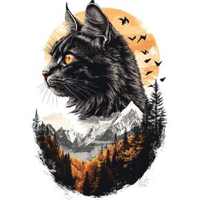 KEYIFA Diamond Painting Black Cat Diamond Art Kits for Adults, 5D Round Full Drill Landscape Diamond Painting Kit for Beginner, DIY Gems Art Craft for Home Wall Decor 12x16 inch