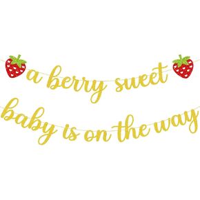 Strawberry Baby Shower Decorations Glitter Red a Berry Sweet Baby Is On The Way Banner for Baby Girl Strawberry Berry Baby Shower Decoration Berry First Birthday Gender Reveal Party Supplie