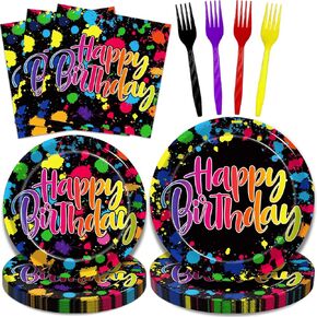 96 Pcs Retirement Party Plates and Napkins Set, Happy Retirement Party Supplies Decorations for Men Women Gold and Black Party Disposable Dinnerware Tableware Kit, Serves 24