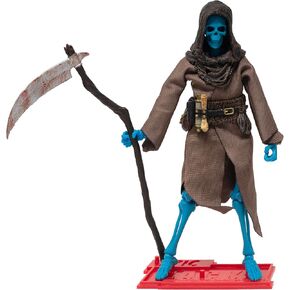 Boss Fight Studio Epic H.A.C.K.S. Grim Spectre Skeleton Action Figure – Highly Articulated Collectible Figurine with Accessories – Magic Book, Flame, Scythe, Alternate Head & Hands, and Stand – 1:12