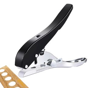 Single Hole Punch 3/8 inch-10mm, Adjustable Paper Hole Puncher, Heauy Duty Hole Punch Metal Hand-held Paper Punch for ID Cards PVC Cards Badge Plastic Cardboard, Black