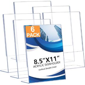 12 Pack Acrylic Sign Sign Holder 8.5 × 11 ، شاشة بلاستيكية شفافة تقف على الطاولة ، والأكريليك على شكل L ، ويدافع عن النشرات ، والوثائق ، والمكتب ، والمطاعم ، وحامل الإشارة العمودي 8.5x11 لسطح المكتب