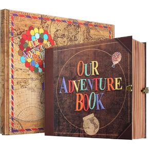 Our Adventure Book Scrapbook Photo Album Travel Journal Book, Retro Style Embossed Cover, Photo Book Kit,Memory Book,Travel Diary