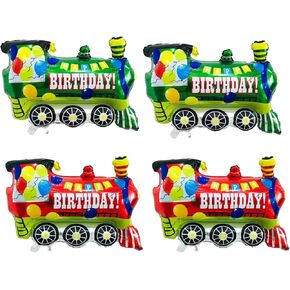 4PCS Jumbo Train Foil Balloons Colorful Train Mylar Balloons for Car Themed Party Supplies Decorations Baby Shower Wedding Birthday Party Favors