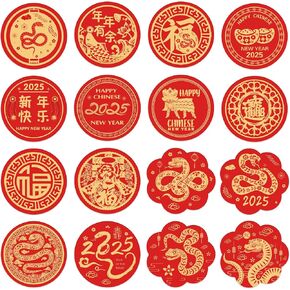 160pcs Happy Chinese New Year Stickers Decorations 2025 - Year of The Snake Stickers Gifts Lunar New Year Candy Chocolate Stickers Labels for Chinese New Year Decor Spring Festival Party Favor