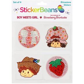 StickerBeans® BOY Meets Girl® x Strawberry Shortcake® (2" x 2", Pack of 4) Cut to Shape, Adhesive Back - Kids Teens Adults