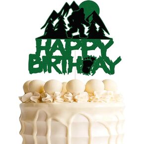 Bigfoot Happy Birthday Cake Topper, Sasquatch Crossing Party Cake Decor,Big Foot Monster Ape Birthday Party Decorations for Kids Boys Girls