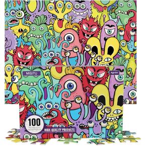 MISITU Jigsaw Puzzles 100 Pieces Dinosaurs Puzzles for Puzzle Beginner Christmas Puzzle Children Room Decor
