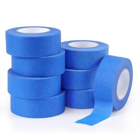 Blue Masking Tape Painters Tape 1 Inch X 20 Yards, 8 Rolls, 160 Yards in Total, Adhesive Paint Tape for Wall Painting, DIY Artist Craft Arts, Decoration, Drafting