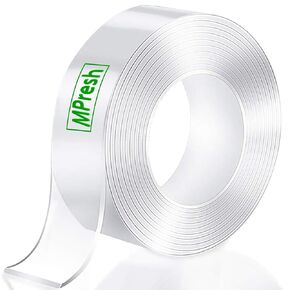Double Sided Tape Heavy Duty (2 Rolls Total 33 ft), Strong Clear Nano Double Stick Mounting Tape, Removable Tough Adhesive Tape for Home, Office, Car, Picture Hanging, Poster, Rug, Object Fixing
