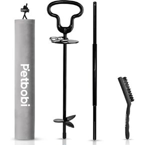 Petbobi Heavy Duty Dog Stake - Outside Tie Out Stake for Medium Large Dogs Up to 220lbs, Secure Roaming Space for Pets in Yard & Camping, Portable No-Tangle, Easy to Install & Remove, Orange