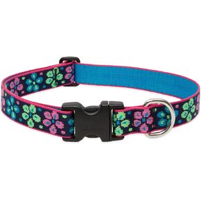 Lupine Adjustable Dog Collar - S/Large - Flower Power Pattern - 12"-20"