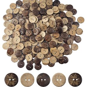 230 PCS Natural Coconut Shell Buttons 1/2 Inch Brown Wooden Buttons, 2 Holes Buttons for Sewing Crafts, Shirt, Clothing Replacement