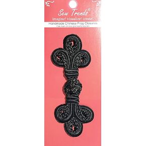 Frogs Closures Chinese Button Hook & Eye Fastener -Black-Big Large Double Braid Three Loop Frog-4750-ODBLK, FG4750-BLK-OLD-FBA