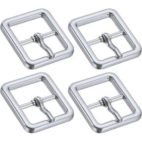 uxcell Metal Roller Buckle, Single Prong Belt Buckle Square Center Bar Buckles for Leather Craft Accessories Belt