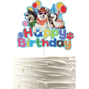 18pcs siberian husky sursert cupcake toppers ، Puppy Dogs Party Party Cupcake Topcake ، Funny Husky موضوع عيد ميلاد الديكور