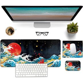 Mouse Pad Desk Mat Ergonomic Wrist Support Pad Set,Mouse Wrist Rest Keyboard Pad with Stitched Edges and Non Slip Base-Dragonfly Sparkling