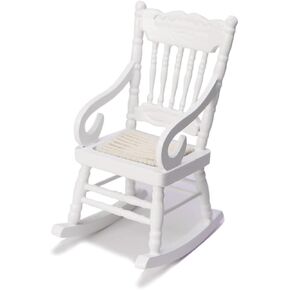 Dollhouse Miniature Rocking Chair 1:12 Scale Wooden Furniture Accessories Tiny Mini House Home Outdoor Cake Topper Decoration Model Living Room Scene Christmas Craft Displays