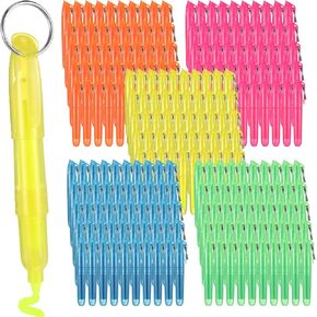 Kosiz 100 Pcs Mini Highlighters Assorted Colors with Key Ring Christmas Gifts Highlighter Markers Mini Pens for Nurses Smooth Liquid pen Badge Teachers Children Study(Colorful)