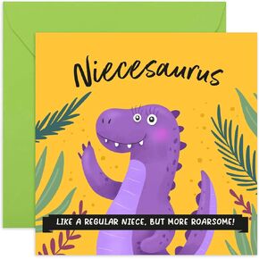 Old English Co. Dinosaur Daddy Card Happy Birthday - Fun Fwan's Fead's Greeting Card for Dad | بطاقة Daddysaurus لطيفة من الأطفال ، الابن ، الابنة | فارغة من الداخل والمغلف المدرجة (أبي)