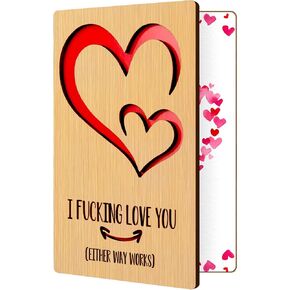 Husband Birthday Card, 5 Year 5th Wood Anniversary Card for Wife, Wooden Valentine Card for Him Her Boyfriend Girlfriend, I Love You Will Always Be My Forever Card for Mom Daughter