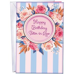Chuck's Card-O-Rama - Birthday Card For Sister-In-Law - Made in Chicago - Excellent Card Stock, Envelope Included - 5" x 7.75" - Packaged in Extra Sturdy Mailer - 95298 - Feeling Very Happy That We Are Family