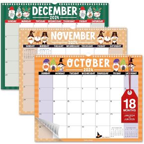 Hadley Designs Gnome Wall Calendar 2024-2025-Monthly 2024-2025 Hanging Wall Calendar-Large