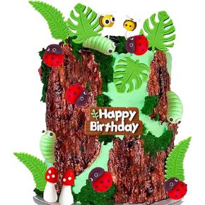 Roaring Good Time Ladybug Cake Decoration Insect Bug Toy Figures for Kids Insect Themed Party Filler Cupcake Topper Caterpillar Mushroom Cake Decor for Birthday Party