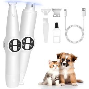2025 Dog paw Trimmer Dog Nail Grinder 2 in 1 Low Noise paw Trimmer for Dogs with Light Dog Trimmer for Paws Type c Charge Dog Clippers Grooming for Dog cat (White)