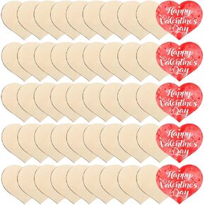 50 PCS Large Size 7" Wooden Hearts for Crafts, Kuchisity Wooden Heart Cutouts Unfinished Wood Hearts Shape Slices Valentine's Wooden Heart Ornament DIY Projects for Valentine's Day, Wedding Decoration