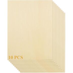 10 Pcs Basswood Sheets 1/16, 12 x 16 Balsa Wood Plywood Sheets, Smooth Unfinished Wood Boards for DIY Handmade, Laser Cutting, Model Making,Wood Burning