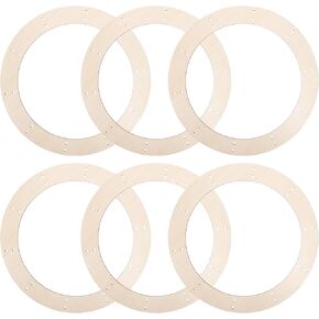 Magiclulu 6pcs إطارات إكليل من الزهور الخشبية مستديرة من الزهور البيج التي تصنع حلقات خشبية غير مكتملة حلقات زهرية خشبية لحفلات الزفاف العطلة ديكور المنزل 7.87 بوصة