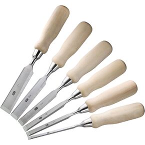4 Piece Wood Chisel Set Woodworking Chisel Kit with Chrome-Vanadium Steel and Plastic Handles with Iron Cap, Paper Case for Carpenter Craftsman Gift for Men