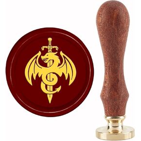 CRASPIRE Dragon Wax Seal Sword Sealing Wax Stamps 30mm Retro Vintage Removable Brass Stamp Head with Wood Handle for Wedding Invitations, Halloween, Christmas, Thanksgiving & Gift Packing